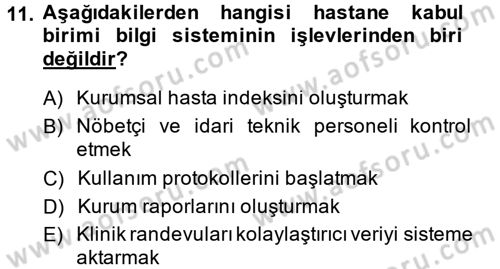 Sağlık Kurumları Yönetimi 2 Dersi 2014 - 2015 Yılı Tek Ders Sınav Soruları 11. Soru