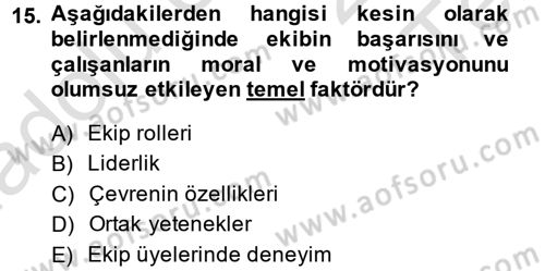 Sağlık Kurumları Yönetimi 2 Dersi 2014 - 2015 Yılı Tek Ders Sınav Soruları 15. Soru