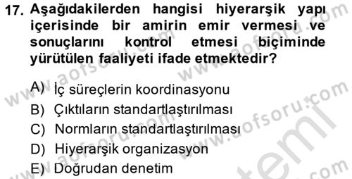 Sağlık Kurumları Yönetimi 2 Dersi 2014 - 2015 Yılı Tek Ders Sınav Soruları 17. Soru