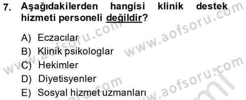 Sağlık Kurumları Yönetimi 2 Dersi 2014 - 2015 Yılı Tek Ders Sınav Soruları 7. Soru