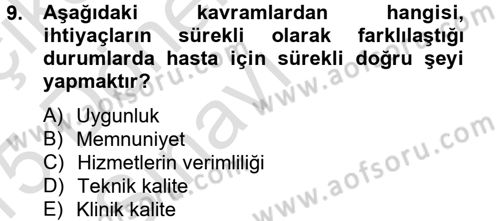 Sağlık Kurumları Yönetimi 2 Dersi 2014 - 2015 Yılı Tek Ders Sınav Soruları 9. Soru
