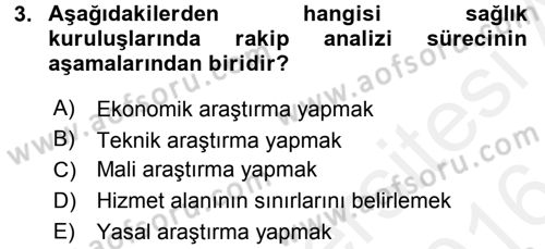 Sağlık Kurumları Yönetimi 2 Dersi 2015 - 2016 Yılı (Vize) Ara Sınav Soruları 3. Soru