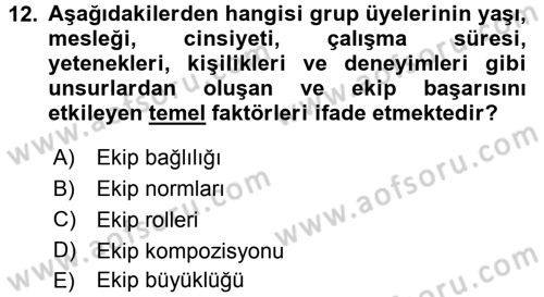 Sağlık Kurumları Yönetimi 2 Dersi 2015 - 2016 Yılı (Final) Dönem Sonu Sınav Soruları 12. Soru