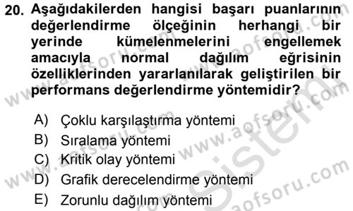 Sağlık Kurumları Yönetimi 2 Dersi 2015 - 2016 Yılı (Final) Dönem Sonu Sınav Soruları 20. Soru