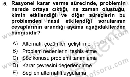 Sağlık Kurumları Yönetimi 2 Dersi 2015 - 2016 Yılı (Final) Dönem Sonu Sınav Soruları 5. Soru