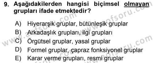 Sağlık Kurumları Yönetimi 2 Dersi 2015 - 2016 Yılı (Final) Dönem Sonu Sınav Soruları 9. Soru