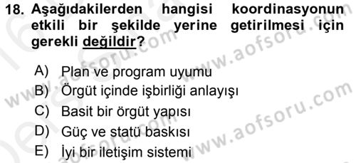 Sağlık Kurumları Yönetimi 2 Dersi 2015 - 2016 Yılı Tek Ders Sınav Soruları 18. Soru