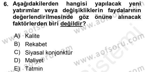 Sağlık Kurumları Yönetimi 2 Dersi 2015 - 2016 Yılı Tek Ders Sınav Soruları 6. Soru