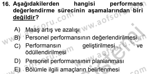 Sağlık Kurumları Yönetimi 2 Dersi 2016 - 2017 Yılı 3 Ders Sınav Soruları 16. Soru