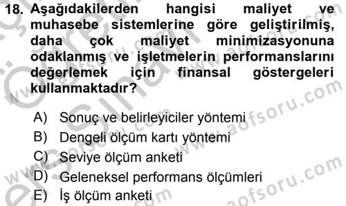 Sağlık Kurumları Yönetimi 2 Dersi 2016 - 2017 Yılı 3 Ders Sınav Soruları 18. Soru