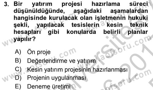 Sağlık Kurumları Yönetimi 2 Dersi 2016 - 2017 Yılı 3 Ders Sınav Soruları 3. Soru