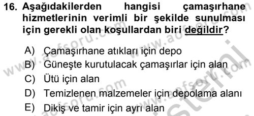 Sağlık Kurumları Yönetimi 2 Dersi 2016 - 2017 Yılı (Vize) Ara Sınav Soruları 16. Soru