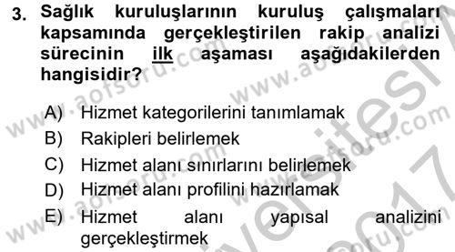 Sağlık Kurumları Yönetimi 2 Dersi 2016 - 2017 Yılı (Vize) Ara Sınav Soruları 3. Soru