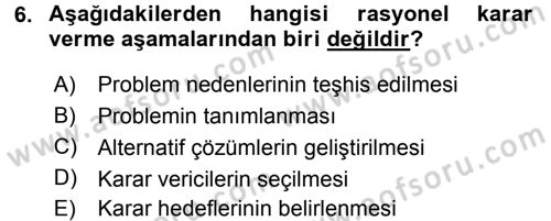 Sağlık Kurumları Yönetimi 2 Dersi 2016 - 2017 Yılı (Final) Dönem Sonu Sınav Soruları 6. Soru