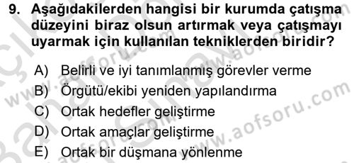 Sağlık Kurumları Yönetimi 2 Dersi 2016 - 2017 Yılı (Final) Dönem Sonu Sınav Soruları 9. Soru