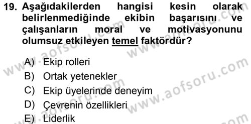 Sağlık Kurumları Yönetimi 2 Dersi 2017 - 2018 Yılı 3 Ders Sınav Soruları 19. Soru