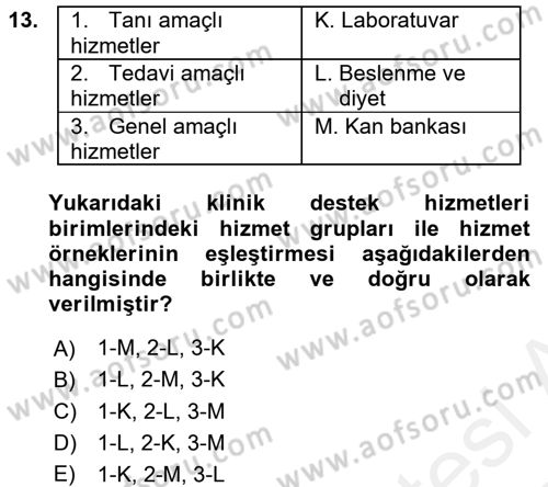 Sağlık Kurumları Yönetimi 2 Dersi 2017 - 2018 Yılı (Vize) Ara Sınav Soruları 13. Soru