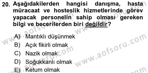 Sağlık Kurumları Yönetimi 2 Dersi 2017 - 2018 Yılı (Vize) Ara Sınav Soruları 20. Soru