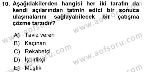 Sağlık Kurumları Yönetimi 2 Dersi 2017 - 2018 Yılı (Final) Dönem Sonu Sınav Soruları 10. Soru