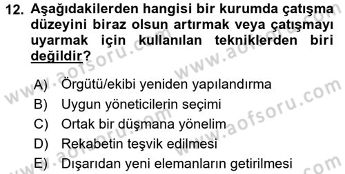 Sağlık Kurumları Yönetimi 2 Dersi 2017 - 2018 Yılı (Final) Dönem Sonu Sınav Soruları 12. Soru