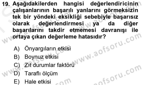 Sağlık Kurumları Yönetimi 2 Dersi 2017 - 2018 Yılı (Final) Dönem Sonu Sınav Soruları 19. Soru