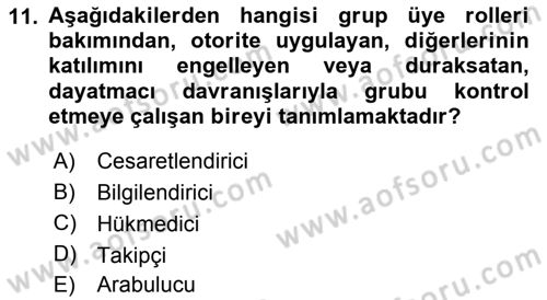 Sağlık Kurumları Yönetimi 2 Dersi 2018 - 2019 Yılı 3 Ders Sınav Soruları 11. Soru