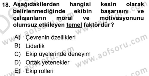 Sağlık Kurumları Yönetimi 2 Dersi 2018 - 2019 Yılı 3 Ders Sınav Soruları 18. Soru