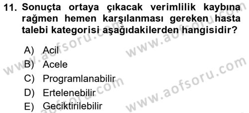 Sağlık Kurumları Yönetimi 2 Dersi 2018 - 2019 Yılı (Vize) Ara Sınav Soruları 11. Soru