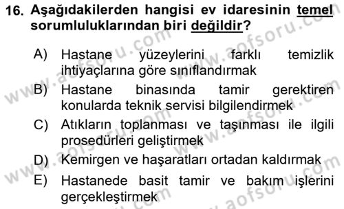 Sağlık Kurumları Yönetimi 2 Dersi 2018 - 2019 Yılı (Vize) Ara Sınav Soruları 16. Soru