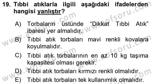 Sağlık Kurumları Yönetimi 2 Dersi 2018 - 2019 Yılı (Vize) Ara Sınav Soruları 19. Soru