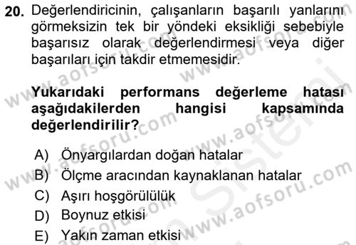 Sağlık Kurumları Yönetimi 2 Dersi 2018 - 2019 Yılı (Final) Dönem Sonu Sınav Soruları 20. Soru
