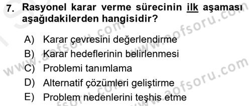 Sağlık Kurumları Yönetimi 2 Dersi 2018 - 2019 Yılı (Final) Dönem Sonu Sınav Soruları 7. Soru