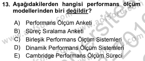 Sağlık Kurumları Yönetimi 2 Dersi 2018 - 2019 Yılı Yaz Okulu Sınav Soruları 13. Soru