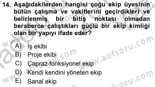 Sağlık Kurumları Yönetimi 2 Dersi 2018 - 2019 Yılı Yaz Okulu Sınav Soruları 14. Soru