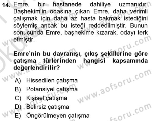Sağlık Kurumları Yönetimi 2 Dersi 2020 - 2021 Yılı Yaz Okulu Sınav Soruları 14. Soru