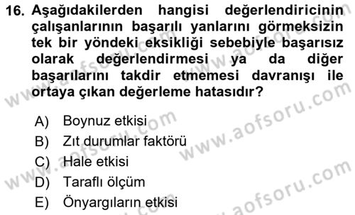 Sağlık Kurumları Yönetimi 2 Dersi 2020 - 2021 Yılı Yaz Okulu Sınav Soruları 16. Soru