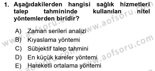 Sağlık Kurumları Yönetimi 2 Dersi 2021 - 2022 Yılı (Vize) Ara Sınav Soruları 1. Soru