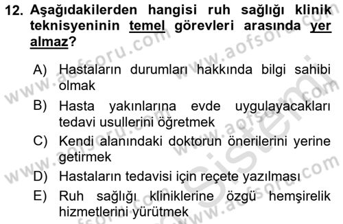 Sağlık Kurumları Yönetimi 2 Dersi 2021 - 2022 Yılı (Vize) Ara Sınav Soruları 12. Soru