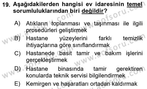 Sağlık Kurumları Yönetimi 2 Dersi 2021 - 2022 Yılı (Vize) Ara Sınav Soruları 19. Soru