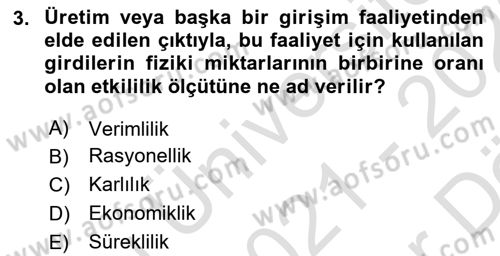 Sağlık Kurumları Yönetimi 2 Dersi 2021 - 2022 Yılı (Vize) Ara Sınav Soruları 3. Soru