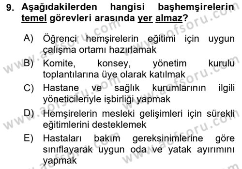 Sağlık Kurumları Yönetimi 2 Dersi 2021 - 2022 Yılı (Vize) Ara Sınav Soruları 9. Soru