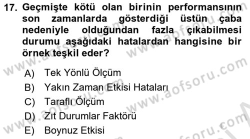 Sağlık Kurumları Yönetimi 2 Dersi 2021 - 2022 Yılı (Final) Dönem Sonu Sınav Soruları 17. Soru