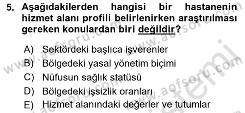 Sağlık Kurumları Yönetimi 2 Dersi 2021 - 2022 Yılı Yaz Okulu Sınav Soruları 5. Soru