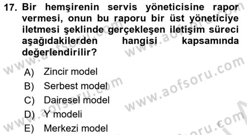 Sağlık Kurumları Yönetimi 2 Dersi 2022 - 2023 Yılı Yaz Okulu Sınav Soruları 17. Soru