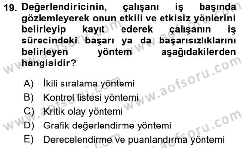 Sağlık Kurumları Yönetimi 2 Dersi 2022 - 2023 Yılı Yaz Okulu Sınav Soruları 19. Soru