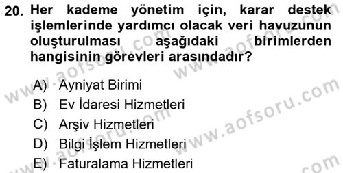 Sağlık Kurumları Yönetimi 2 Dersi 2023 - 2024 Yılı (Vize) Ara Sınav Soruları 20. Soru