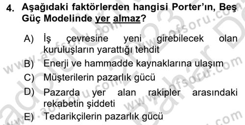 Sağlık Kurumları Yönetimi 2 Dersi 2023 - 2024 Yılı (Vize) Ara Sınav Soruları 4. Soru