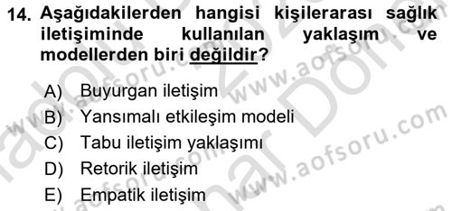 Sağlık Kurumları Yönetimi 2 Dersi 2023 - 2024 Yılı (Final) Dönem Sonu Sınav Soruları 14. Soru