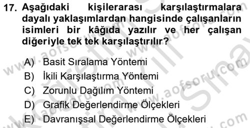 Sağlık Kurumları Yönetimi 2 Dersi 2023 - 2024 Yılı (Final) Dönem Sonu Sınav Soruları 17. Soru