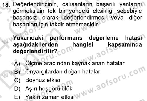 Sağlık Kurumları Yönetimi 2 Dersi 2023 - 2024 Yılı (Final) Dönem Sonu Sınav Soruları 18. Soru